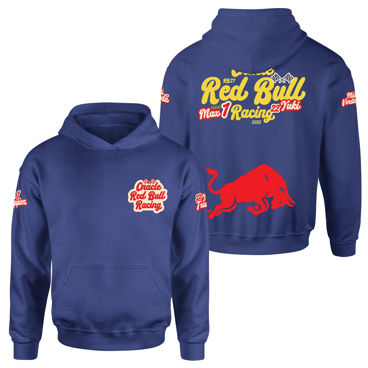 Oracle Red Bull Racing 2025 Max & Yuki Fan Edition Hoodie S - İndigo Mavisi