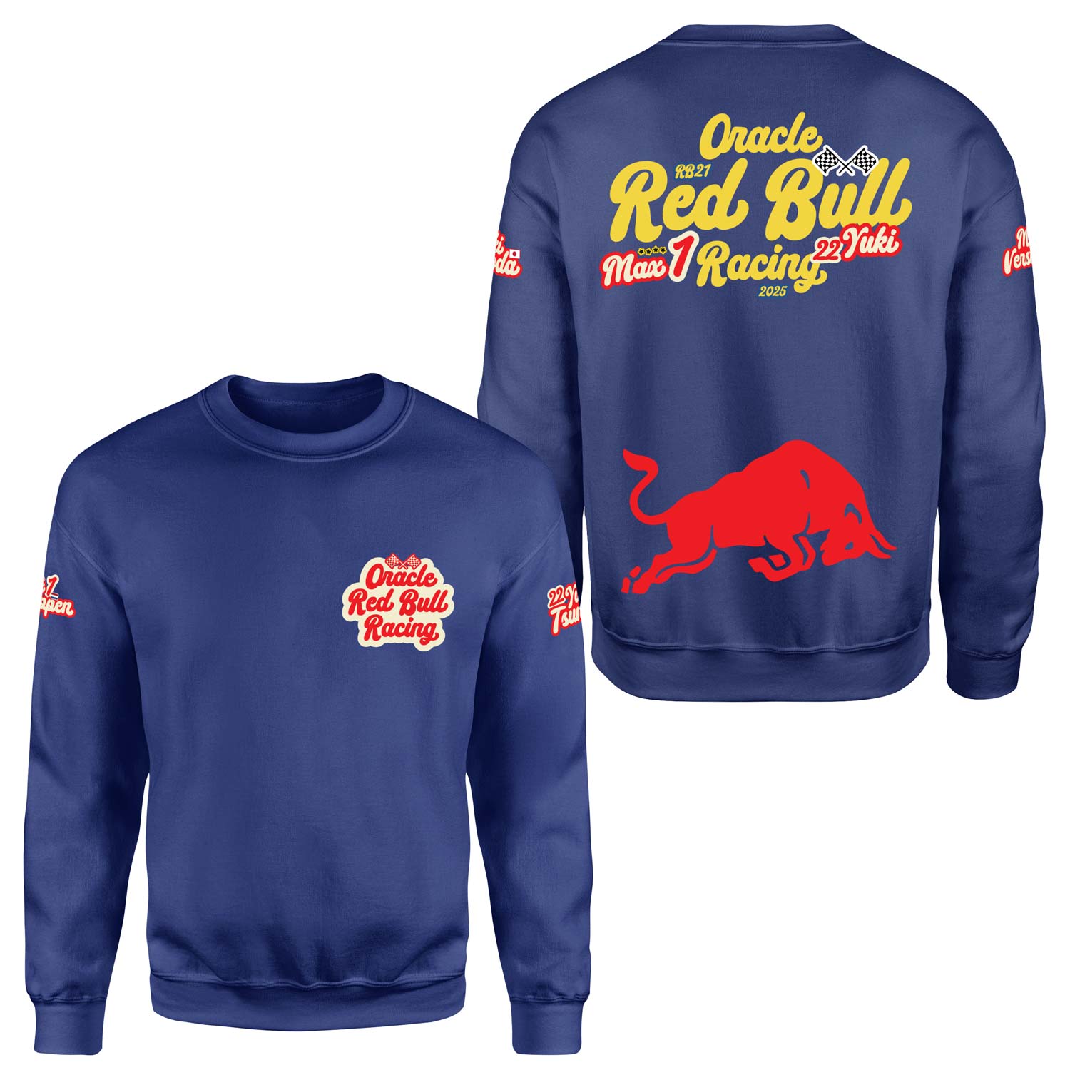 Oracle Red Bull Racing 2025 Max & Yuki Fan Edition Sweatshirt M - İndigo Mavisi