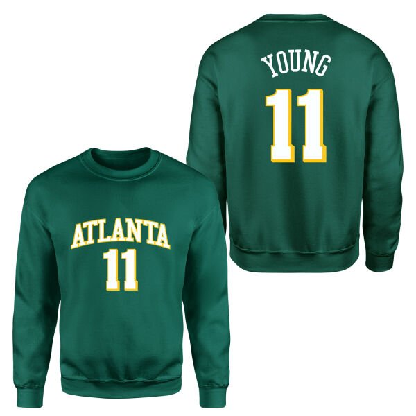 Trae Young 11 Atlanta Jersey Sweatshirt L - Nefti Yeşili