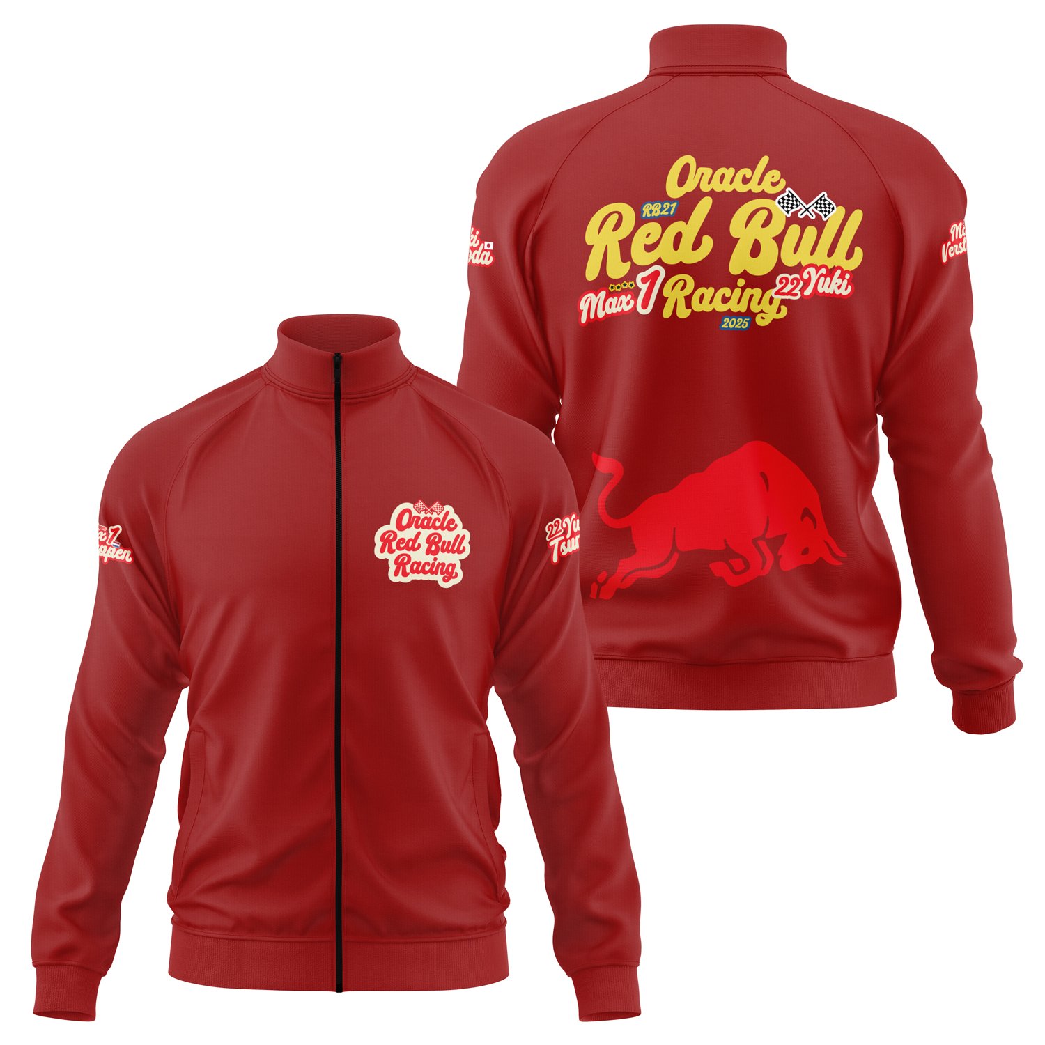 Oracle Red Bull Racing 2025 Max & Yuki Fan Edition Fermuarlı Sweatshirt M - Kırmızı