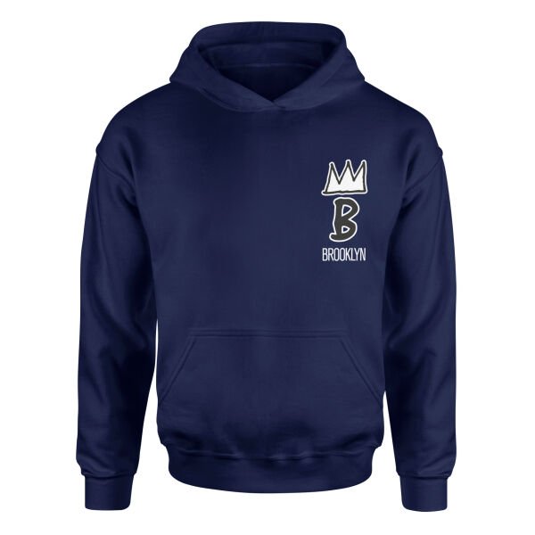 Brooklyn Basquiat Crown Hoodie S - İndigo Mavisi