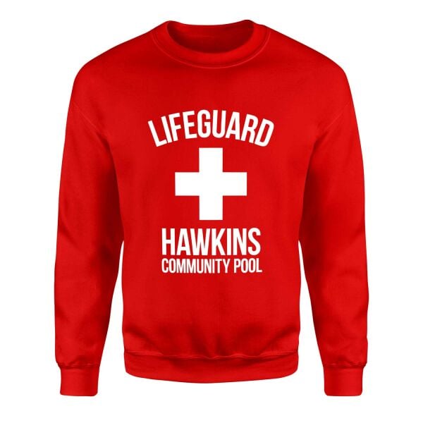 Hawkins Community Pool Lifeguard Sweatshirt XL - Kırmızı