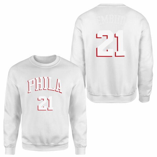 Joel Embiid Philadelphia Forma Sweatshirt XXL - Beyaz