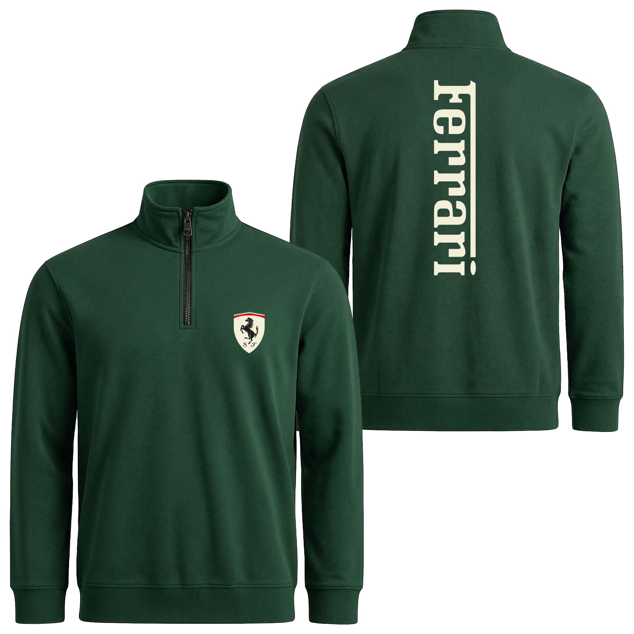 Scuderia Ferrari Creamy Yarım Fermuarlı Sweatshirt