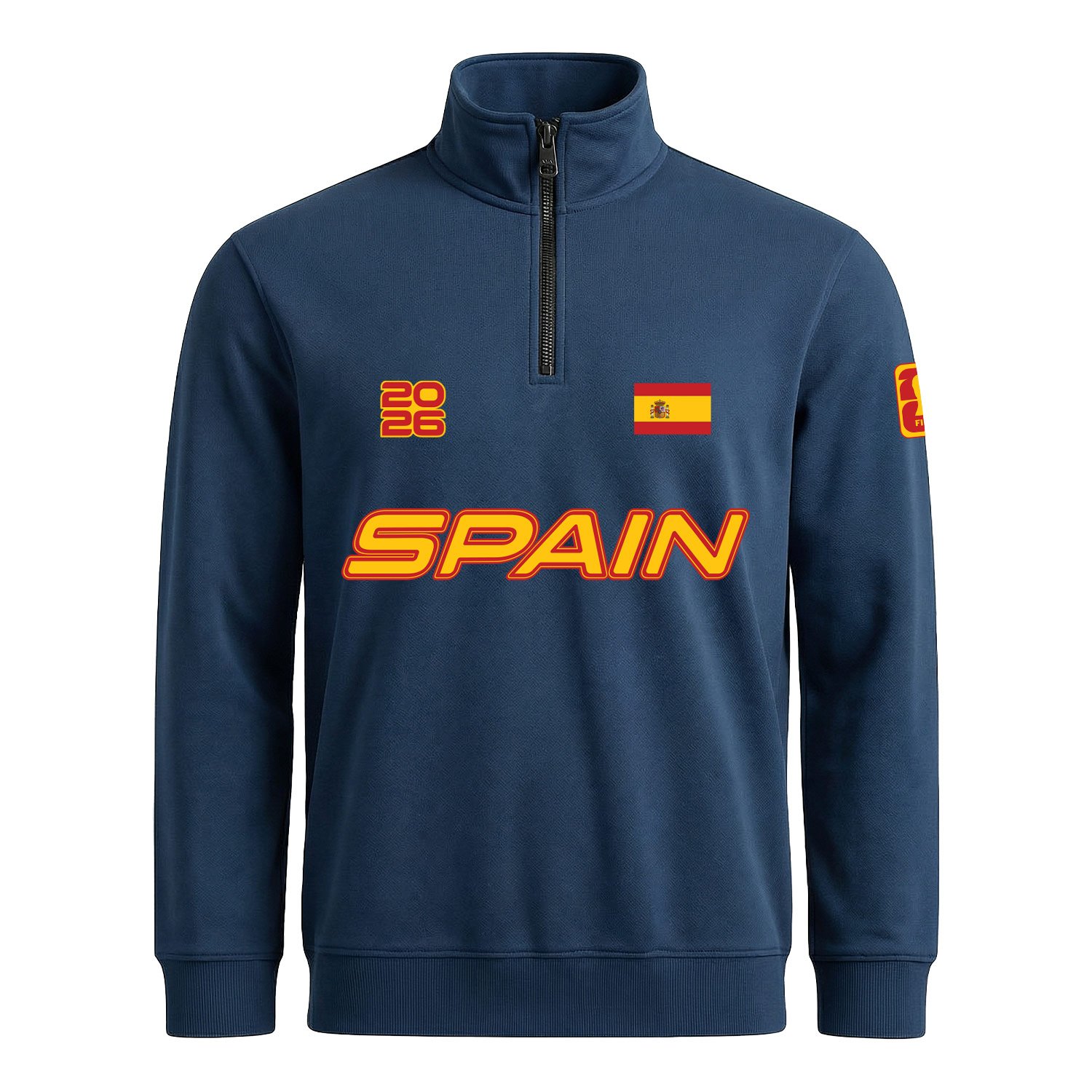 İspanya 2026 Yarım Fermuarlı Sweatshirt L - İndigo Mavisi