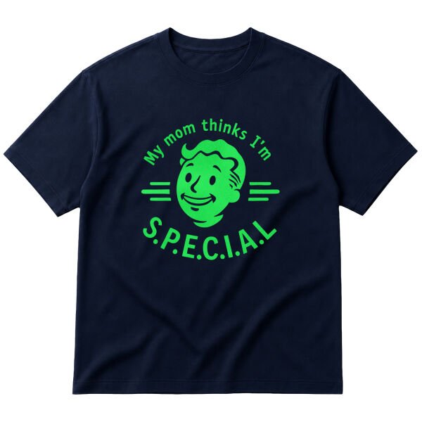 My mom thinks I’m S.P.E.C.I.A.L Oversize Tişört M - İndigo Mavisi