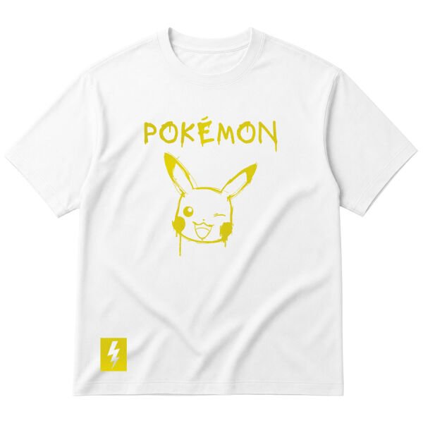 POKEMON #0025 Oversize Tişört S - Beyaz