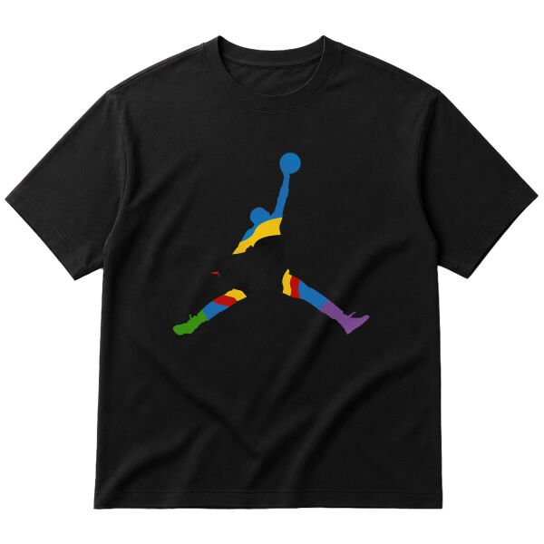 Air Jordan Colorful Oversize Tişört M - Siyah