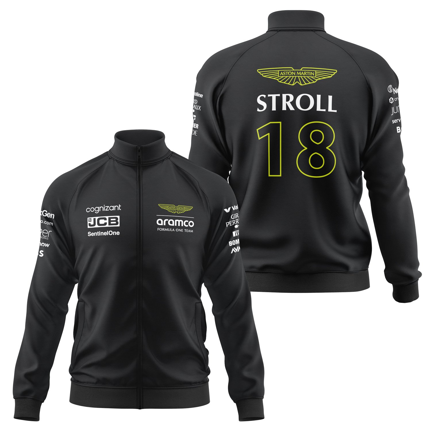 Lance Stroll 18 | Aston Martin Fermuarlı Sweatshirt M - Siyah