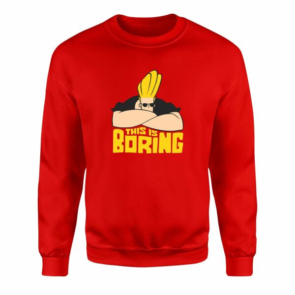 This is Boring | Johnny Bravo Sweatshirt S - Kırmızı