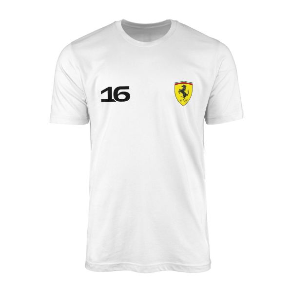 Charles Leclerc Ferrari #16 Tişört XL - Beyaz