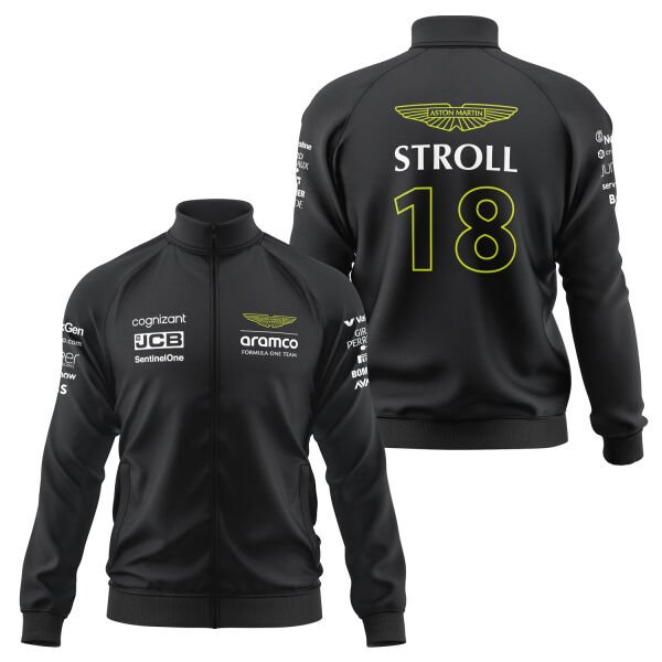 Lance Stroll 18 | Aston Martin Fermuarlı Sweatshirt L - Siyah