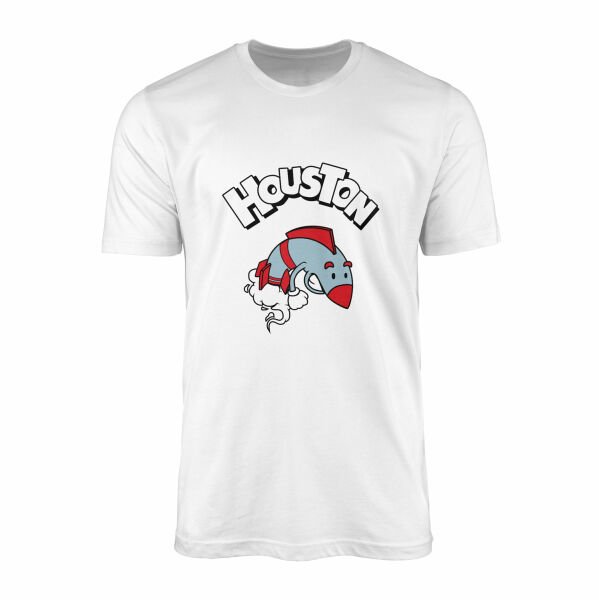 Houston Cartoon Tişört L - Beyaz