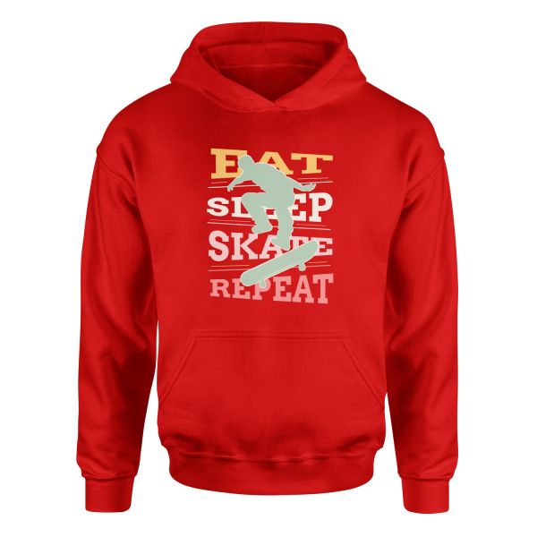 Eat Sleep Skate Repeat Hoodie S - Kırmızı