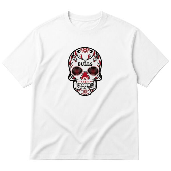 Bulls Skull Oversize Tişört L - Beyaz