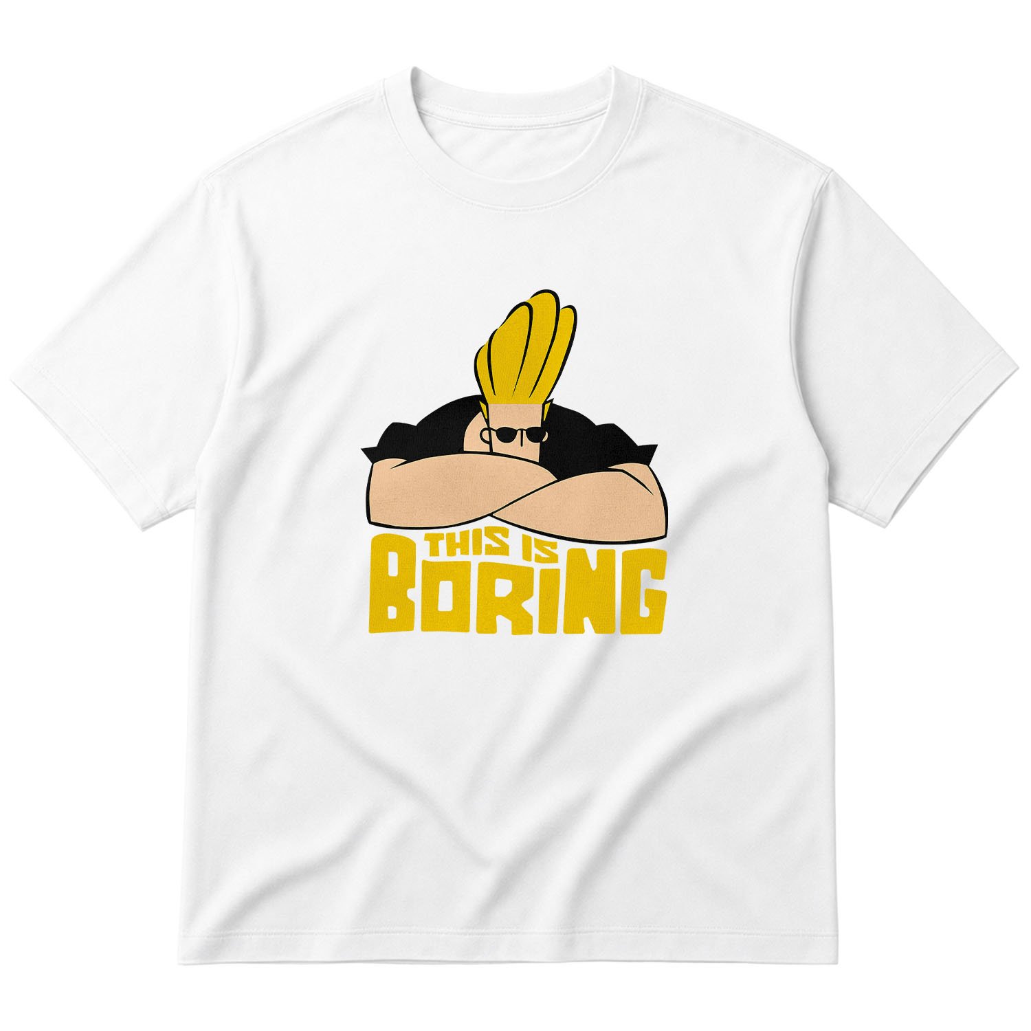 This is Boring | Johnny Bravo Oversize Tişört XL - Beyaz