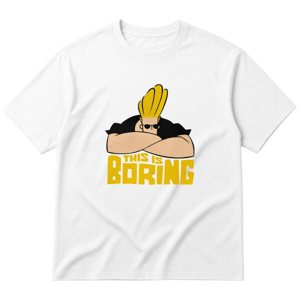 This is Boring | Johnny Bravo Oversize Tişört XL - Beyaz