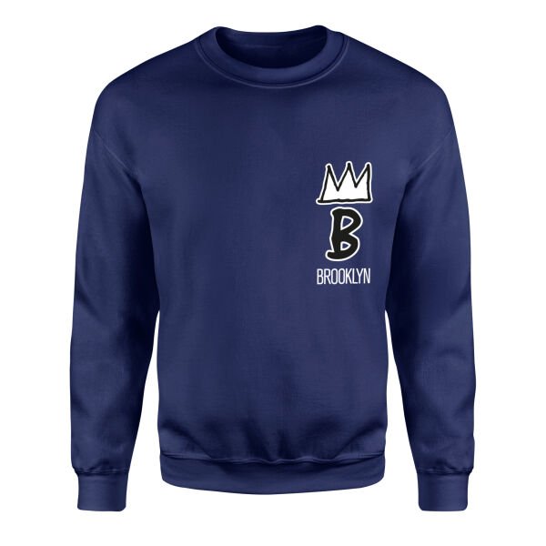 Brooklyn Basquiat Crown Sweatshirt L - İndigo Mavisi