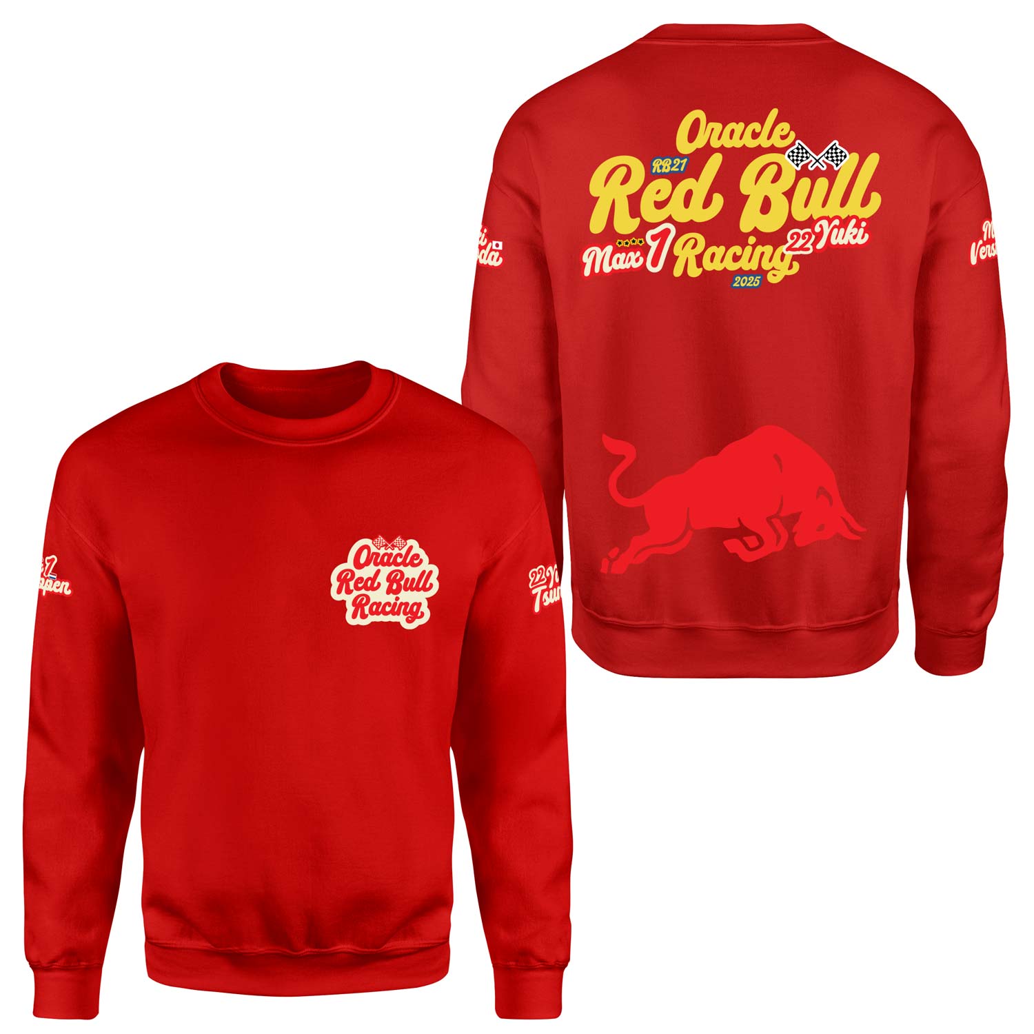 Oracle Red Bull Racing 2025 Max & Yuki Fan Edition Sweatshirt M - Kırmızı