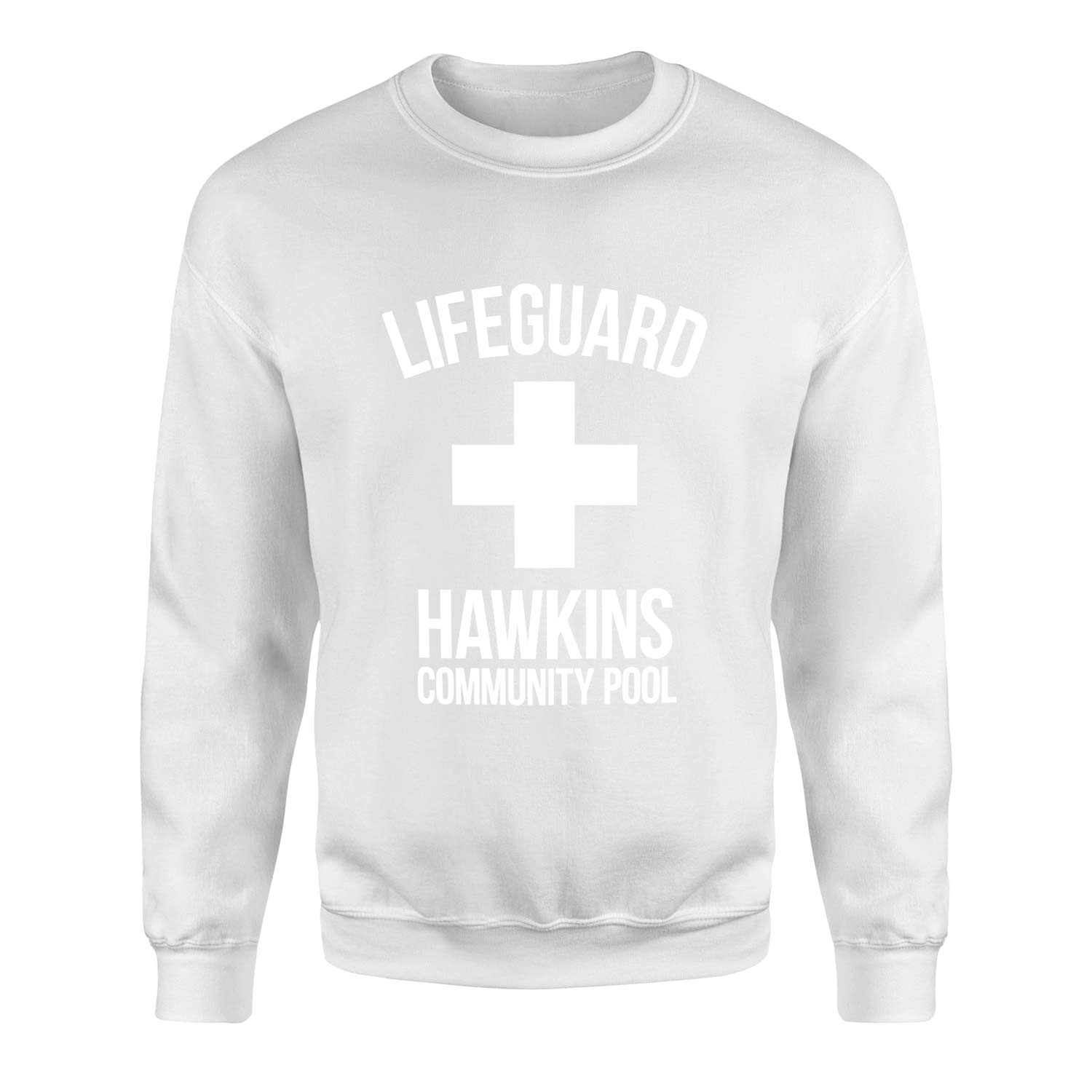Hawkins Community Pool Lifeguard Sweatshirt S - Beyaz