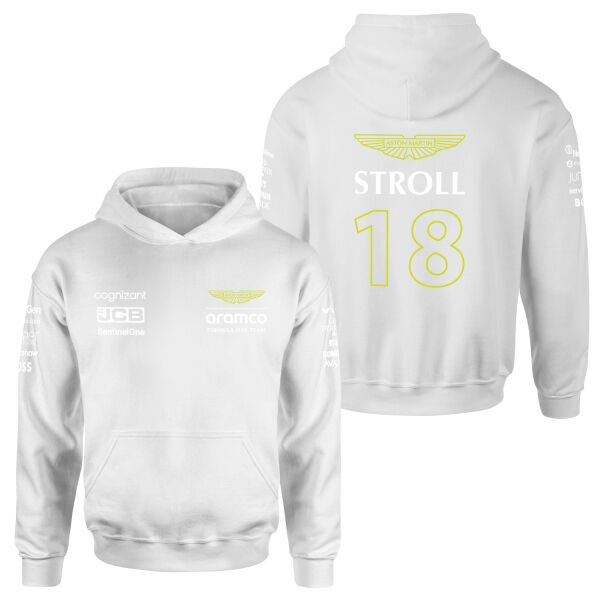 Lance Stroll 18 | Aston Martin Hoodie M - Beyaz