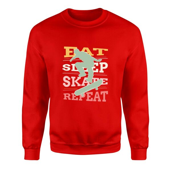 Eat Sleep Skate Repeat Sweatshirt M - Kırmızı