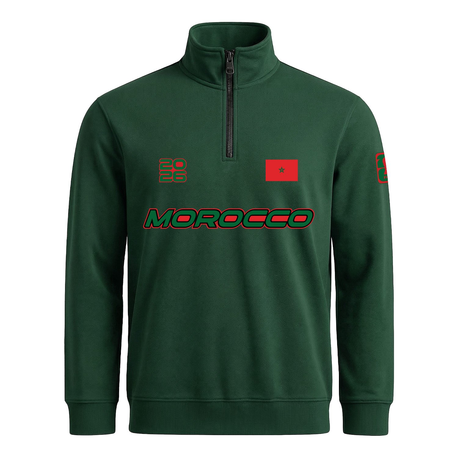 Fas 2026 Yarım Fermuarlı Sweatshirt M - Nefti Yeşili