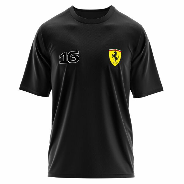 Charles Leclerc Ferrari #16 Oversize Tişört XL - Siyah