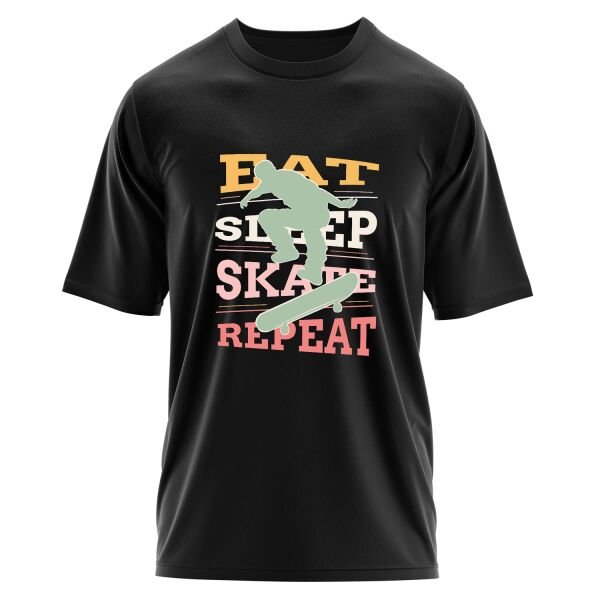Eat Sleep Skate Repeat Oversize Tişört L - Siyah