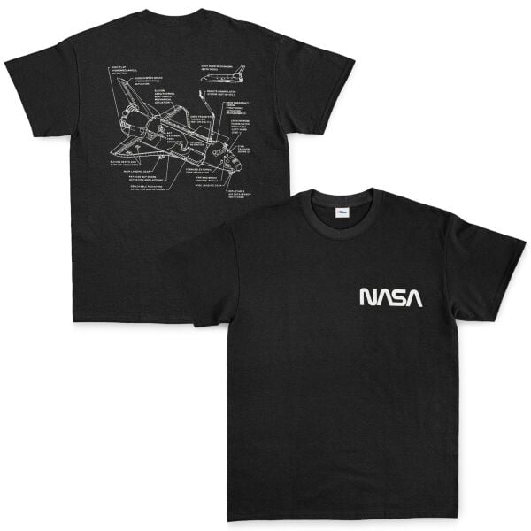 NASA Retro Mechanisms Graphic v1.0 Tişört XXL - Siyah | OUTLET