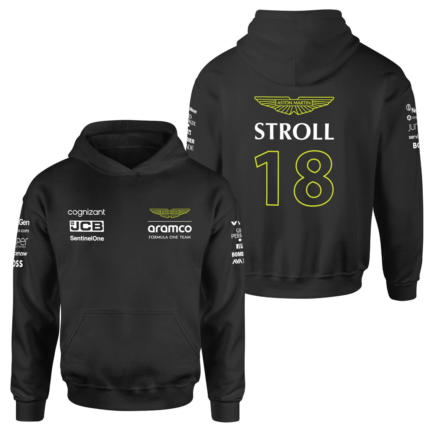 Lance Stroll 18 | Aston Martin Hoodie S - Siyah