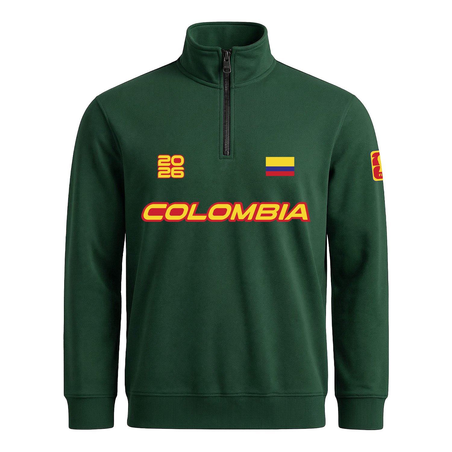 Kolombiya 2026 Yarım Fermuarlı Sweatshirt XL - Nefti Yeşili