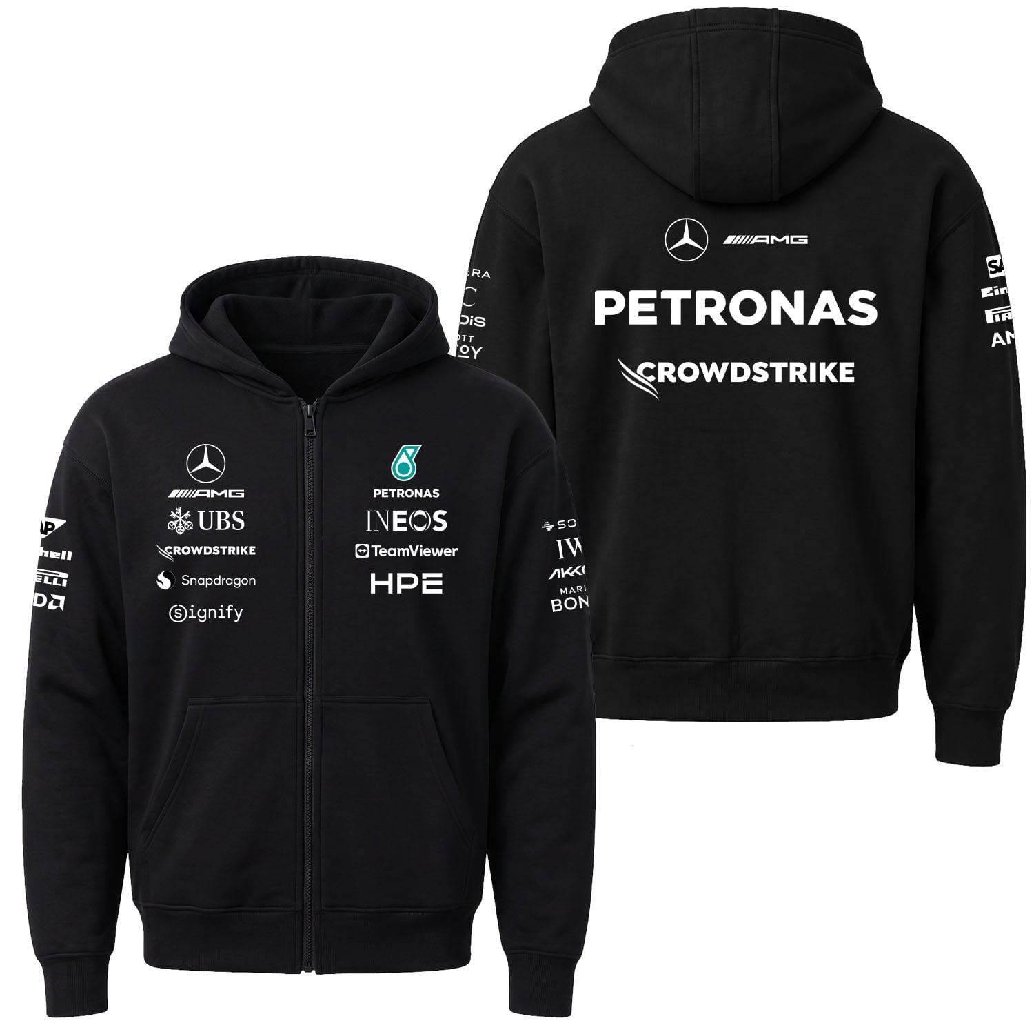 Mercedes AMG Petronas 2026 Teamline Fermuarlı Kapüşonlu Sweatshirt