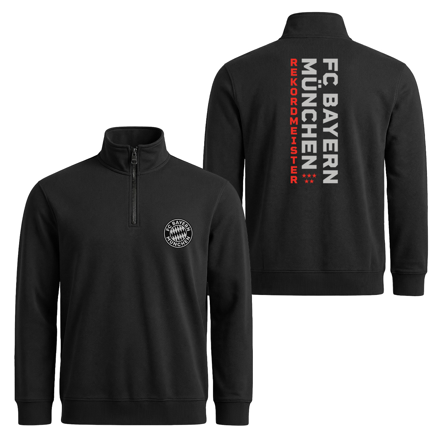 FC Bayern Münih REKORDMEISTER SE Edition Yarım Fermuarlı Sweatshirt L - Siyah