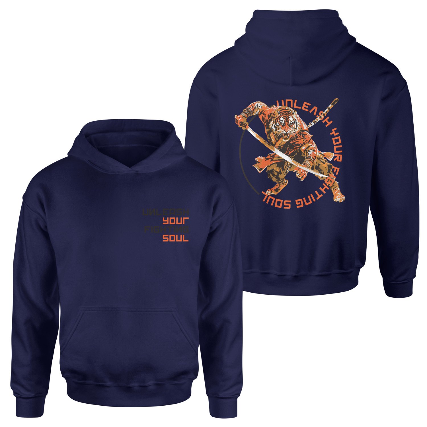 Unleash Your Fighting Soul | Siberian Tiger Hoodie XL - İndigo Mavisi