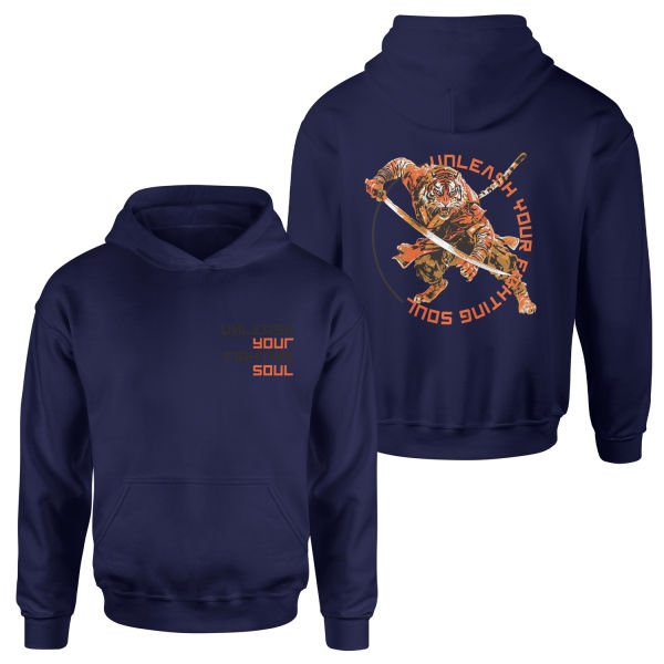 Unleash Your Fighting Soul | Siberian Tiger Hoodie XL - İndigo Mavisi