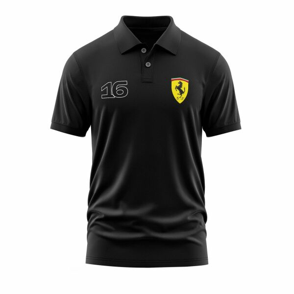 Charles Leclerc Ferrari #16 Polo Tişört L - Siyah