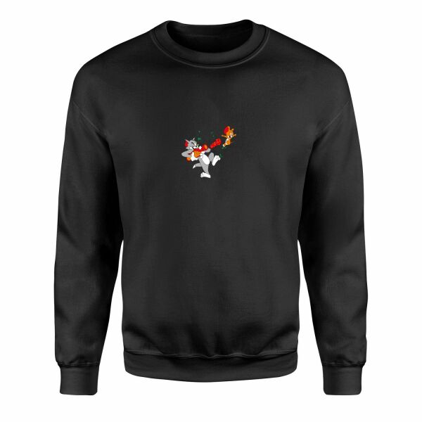 Tom vs Jerry Sweatshirt S - Siyah