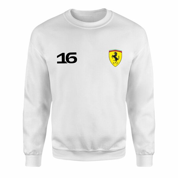 Charles Leclerc Ferrari #16 Sweatshirt S - Beyaz