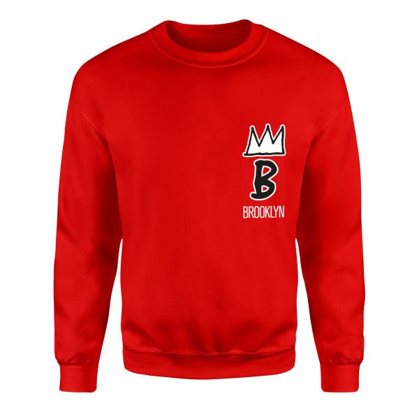 Brooklyn Basquiat Crown Sweatshirt L - Kırmızı