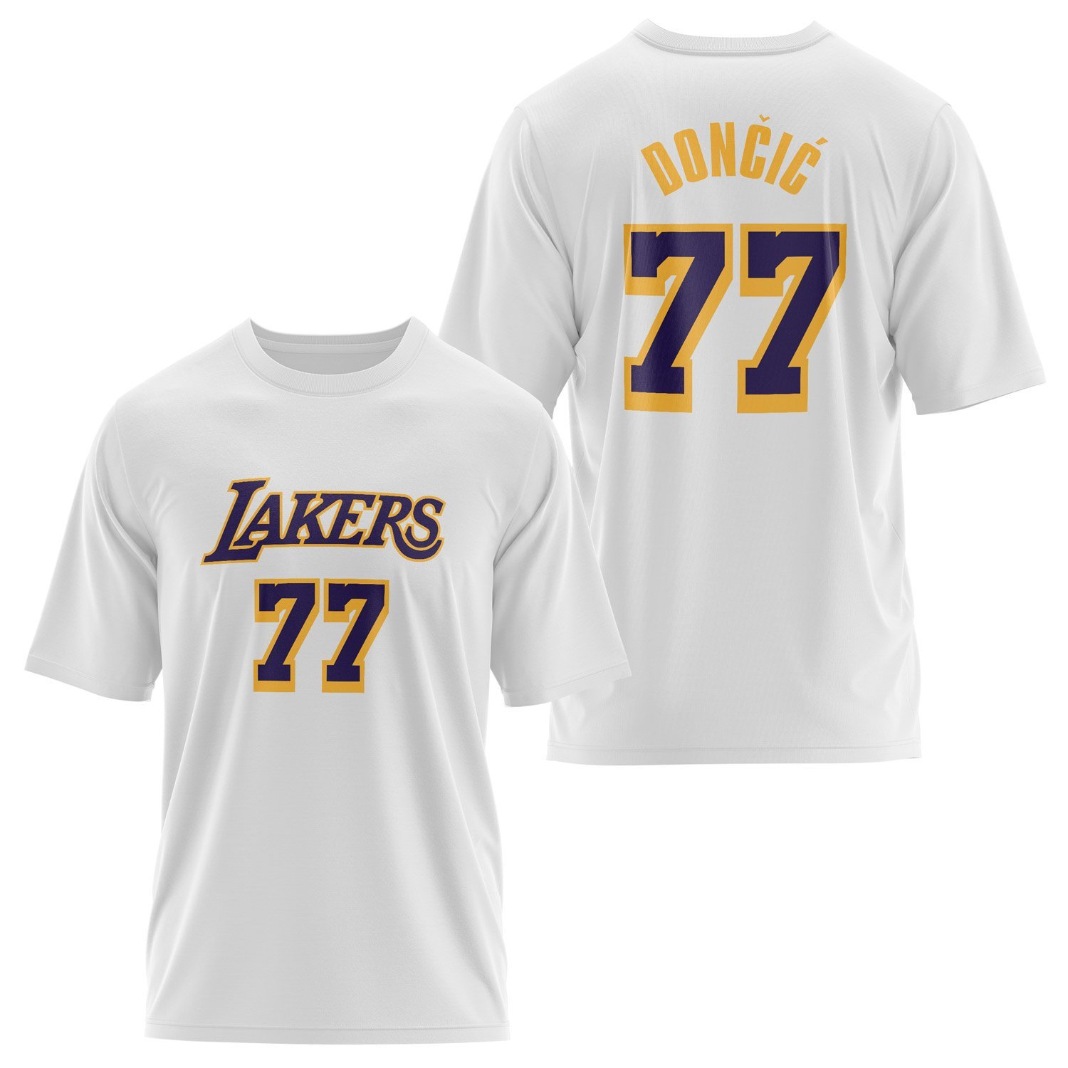 Luka Doncic 77 Lakers Oversize Tişört XL - Beyaz