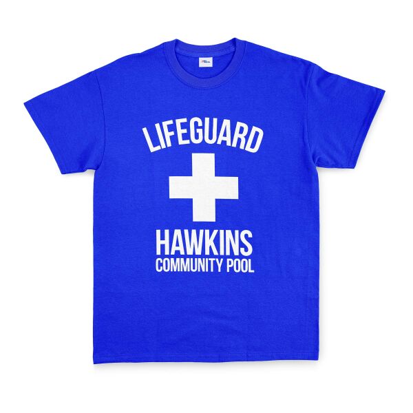 Hawkins Community Pool Lifeguard Tişört XL - Mavi