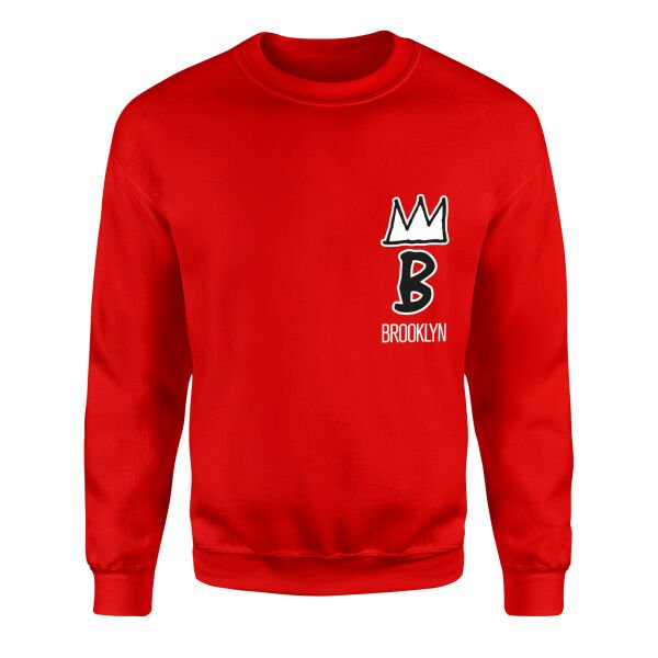 Brooklyn Basquiat Crown Sweatshirt XL - Kırmızı