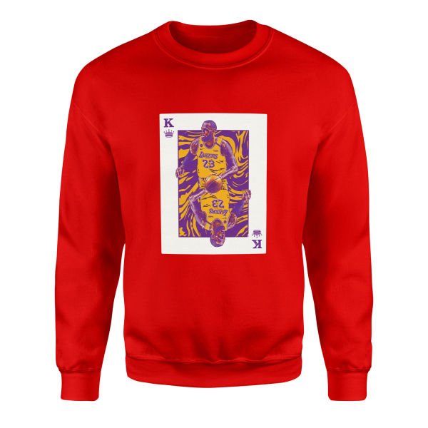 King James Card Sweatshirt M - Kırmızı