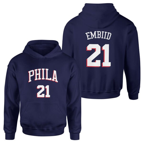 Joel Embiid Philadelphia Forma Hoodie XXL - İndigo Mavisi