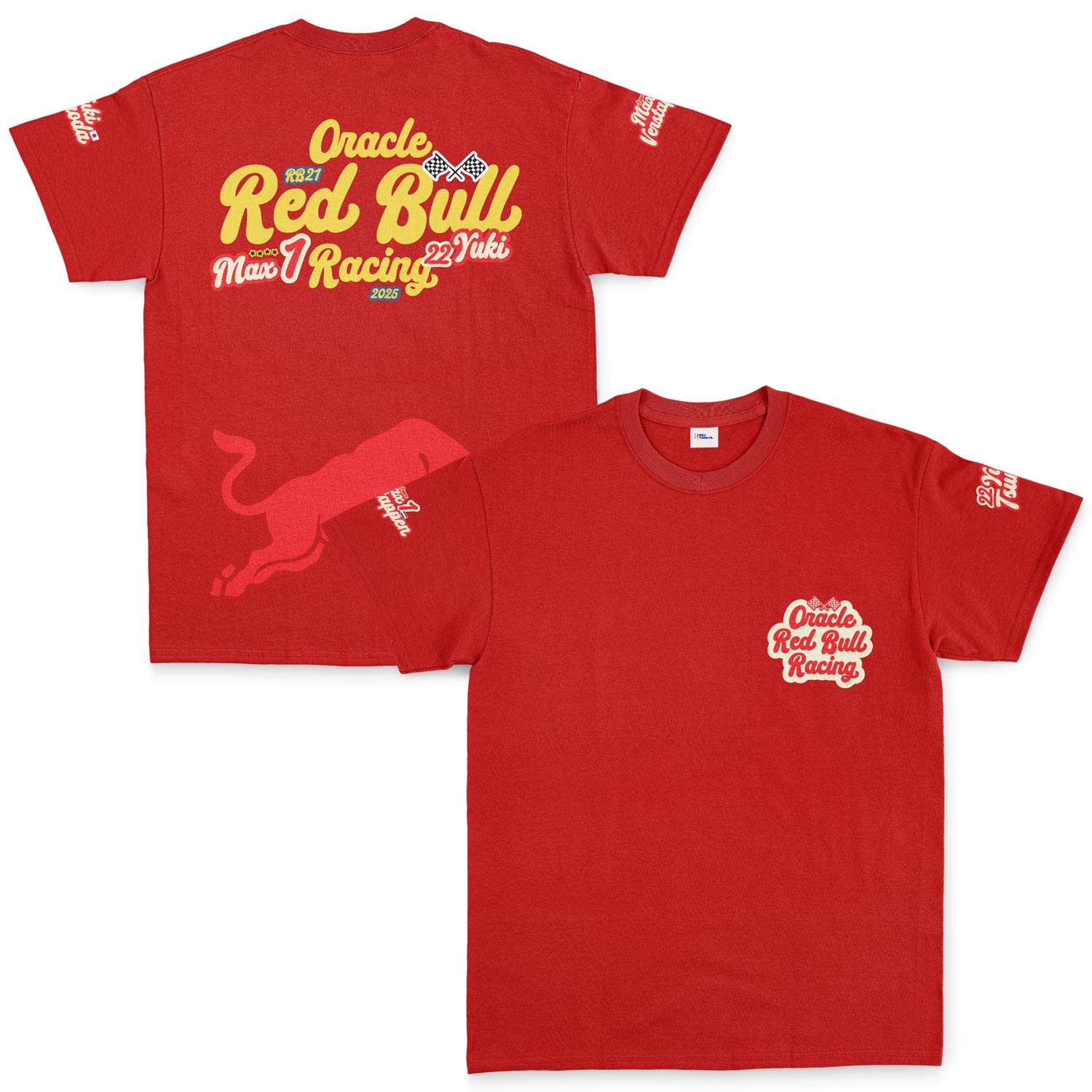 Oracle Red Bull Racing 2025 Max & Yuki Fan Edition Tişört XXL - Kırmızı