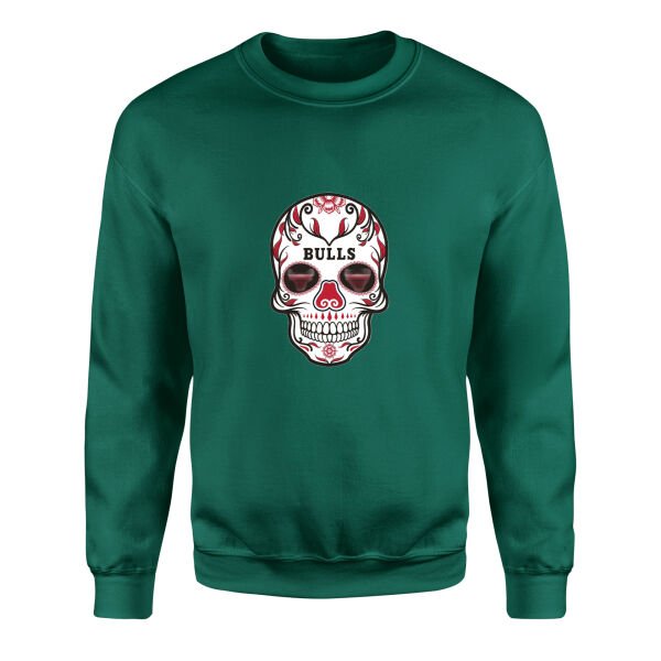 Bulls Skull Sweatshirt L - Nefti Yeşili