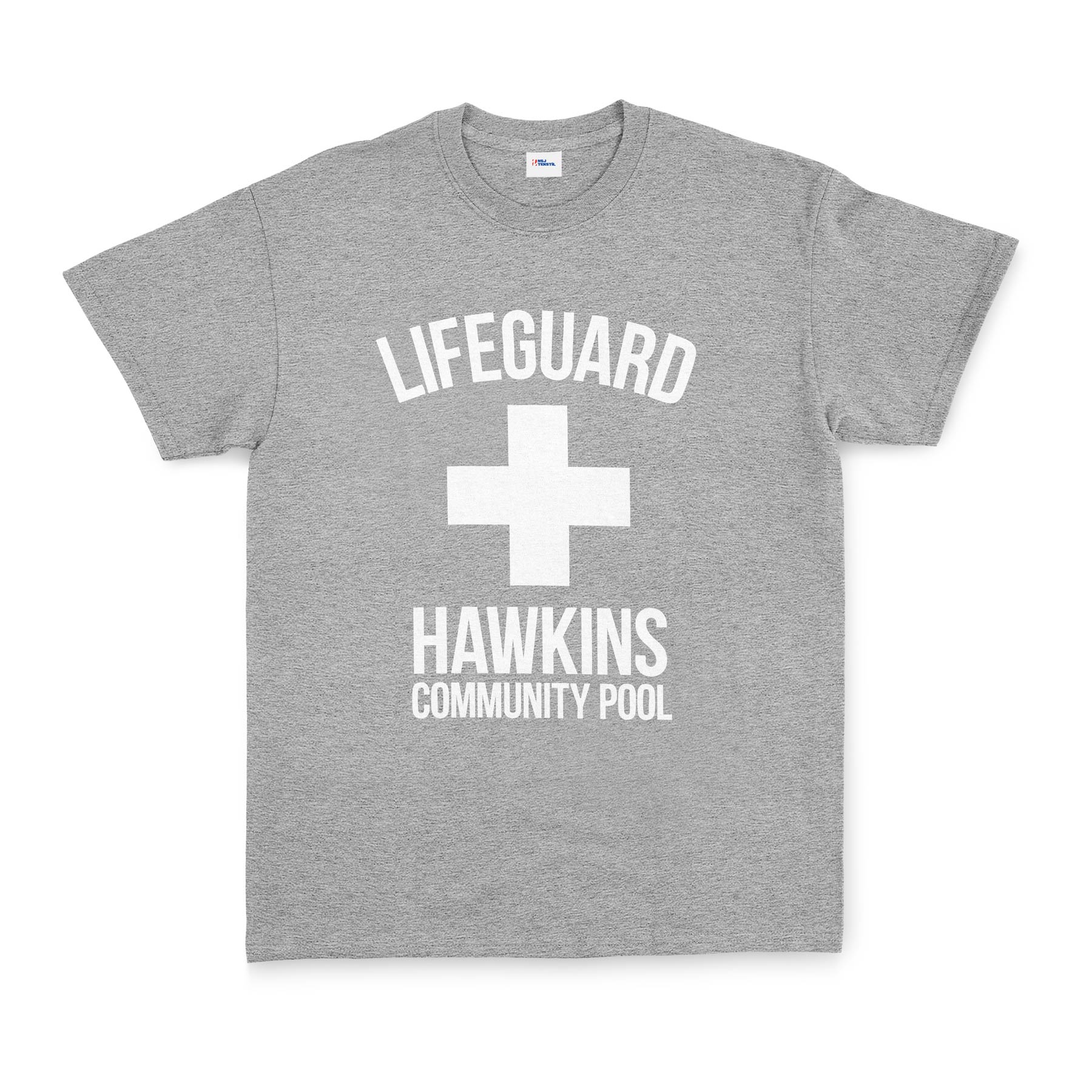 Hawkins Community Pool Lifeguard Tişört L - Gri