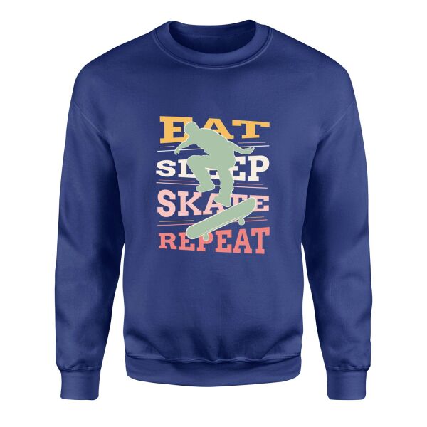 Eat Sleep Skate Repeat Sweatshirt L - İndigo Mavisi