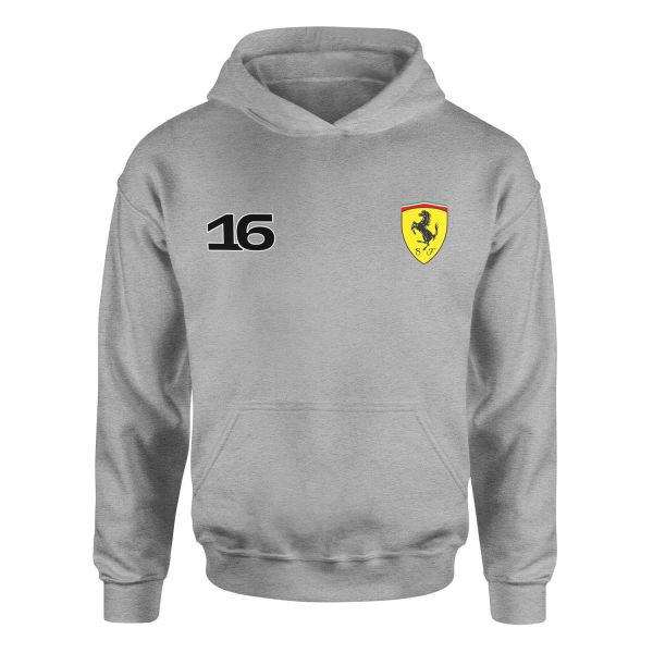 Charles Leclerc Ferrari #16 Hoodie S - Gri